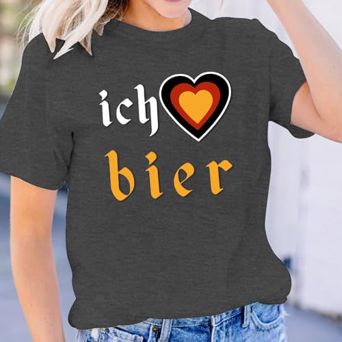 MAIHUN German Oktoberfest Shirt for Women Vintage Ich Heart Bier Tshirt Oktoberfest Short Sleeve3