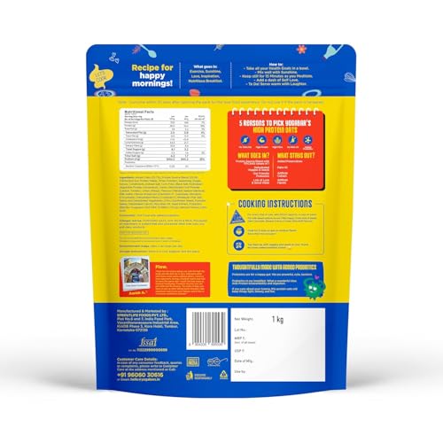 Image of Yogabar 26g High Protein Oats - Mums Masala, Korean Fire - Breakfast Cereal with Wholegrains, 26% Protein & No added sugar - Oats High Protein for Gym & Weight Management - Premium Protein Blend with Whey Protein Powder - with Goodness of Chia, Sunflower & Pumpkin Seeds & Probiotics for Absorption