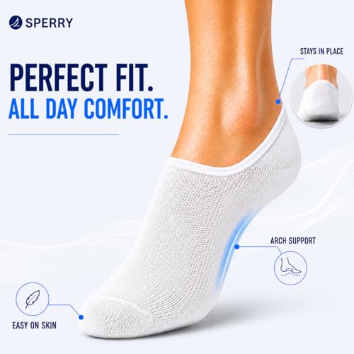 Image of Sperry Women's 6-Pack No Show Socks | Invisible Low Cut Liner, Moisture-Wicking, Non-Slip, Lightweight, Ideal for Sneakers