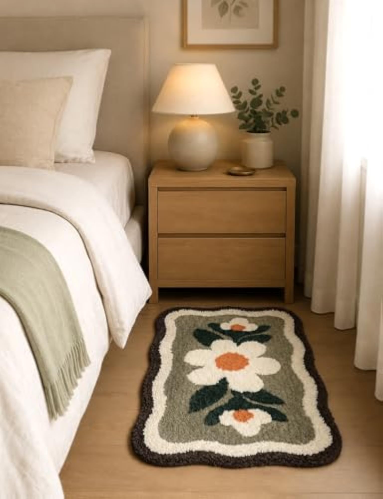 Bellis Microfiber Floral Bath Mat, Soft & Absorbent