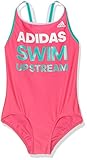 adidas Mädchen Slogan Badeanzug, Shock Pink/White/Shock Mint, 116