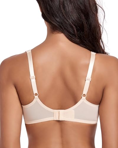 Lemorosy Damen Dirndl BH mit Bügel Balconette BH Push Up Halbschale mit Gepolsterte Breite Trägern Weich Angenehm Gute Unterstützung für Alltag Oktoberfest Feier Party Hochzeit (Beige,85E)