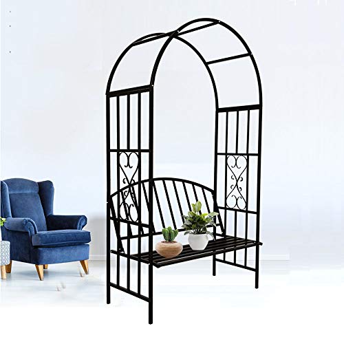 ZH-1 Rankhilfe Rosenbogen Pergola mit Bank, Balkon Garten Sitzbank, Stabil laubenbank Gartenmöbel, Belastung 200 kg, leicht zu montieren Cover