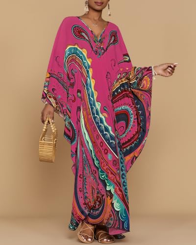 Image of Bsubseach Moo Moos for Women Batwing Sleeve Kaftan Dresses with Pockets