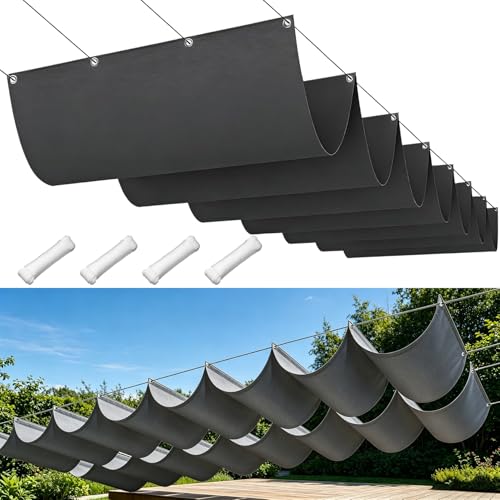 Toldo retráctil ondulado gris oscuro de 40x370 cm con protección UV del 98% 2