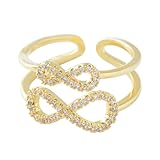 QUXVUIS Anillo de apertura con lazo para mujer, decoración de circón, anillos moda, decoraciones para novia, niñas, joyería para mujer, regalo, joyería