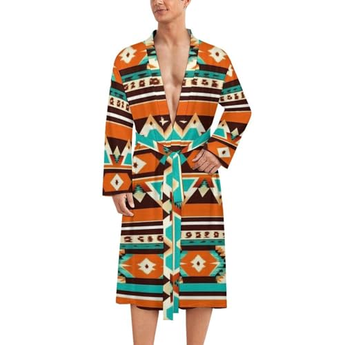 Soft Spa Bath Robe Fashion Robe With Pockets Lightweight Bathrobe For Men Tribal Navajo Indiana Western Southwest Ethnic