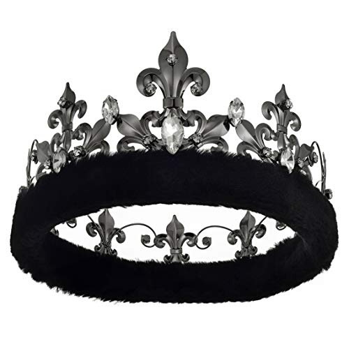 JEHEHUBO King Crowns Adult Men Crown Birthday King Crowns Black Tall Crown Cosplay Costume King Crown Homecoming Pageant Prom King Crowns Rhinestone Crystal Crown Black Metal Crown Tiara Birthday Men Crowns