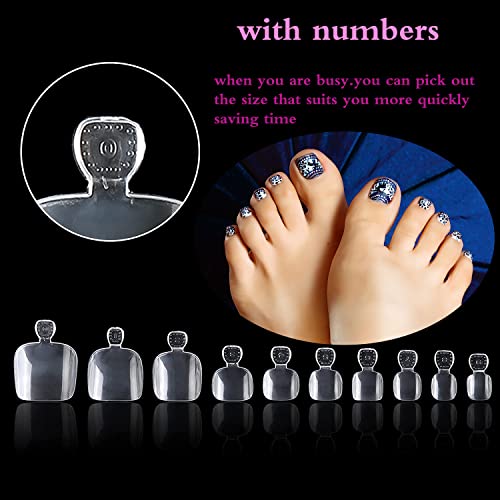 Toenail Tips Shmian 300Pcs Short Clear Acrylic Full Cover False Toenails 10 Sizes With Box For Home Nail Salon And Diy Foot Decoration Manicure Tools #TOP4
