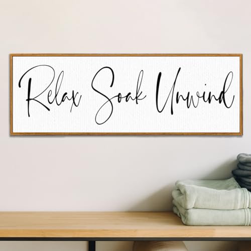 YEOION Relax Soak Unwind Sign Wall Art,Rustic Farmhouse Bathroom Wall