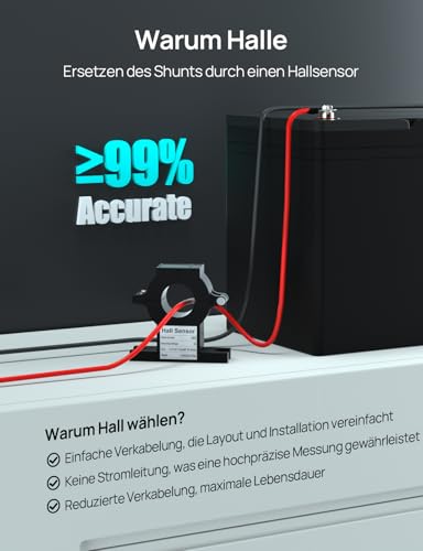 ECO-WORTHY aufgerüstet Batterie Monitor 300A 12V/24V/36V/48V,3,5 Touchable Display Batteriemonitor mit Alarm,9-80V Li-Ion/LiFePO4/Gel-Batterien Batterietester für Wohnmobile, Solaranlagen