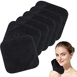 SINLAND 6 Stück Mikrofaser Gesichtstücher Waschbar Abschminktücher schnell trocknend Waschlappen saugfähig Gesichtsreinigungstücher weiches Make up Entferner Tücher 20 x 20 cm Schwarz