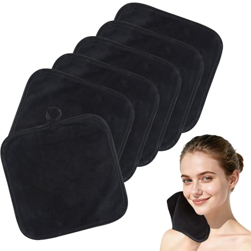 Microfiber Facial Cloths Fast Drying Washcloth 8inch x 8inch Black 6 pack