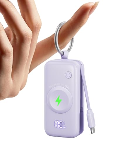 Image of INIU 3-in-1 Portable Charger, 5000mAh Power Bank with Watch Charger & Built-in Cable, Compact 20W Fast Charging Battery Pack, Key Chain & Travel Essential for iPhone 16 15, Apple Watch, etc