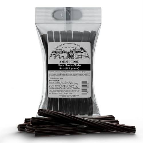 Amish Good Gourmet Licorice Twist Candy - Premium Sweet & Chewy Treat, Jumbo Black Licorice Twist Perfect Snack Under 100 Calories