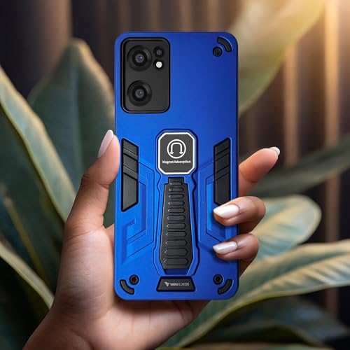 Image of Vaku Luxos Valor Military Grade Back Cover Case for OnePlus Nord CE 2 5G with Built-in Kickstand Magnetic Shockproof Protective Cell Phone TPU Case- Dark Blue