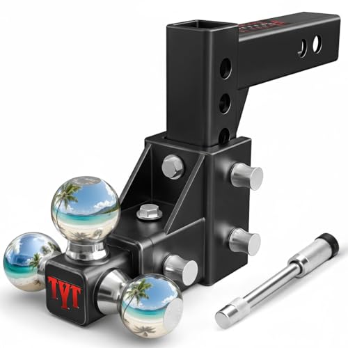 TYT Adjustable Trailer Hitch Ball Mount, Tri-Ball (1-7/8'' X 2'' X 2-5/16''), Fits 2'' Receiver