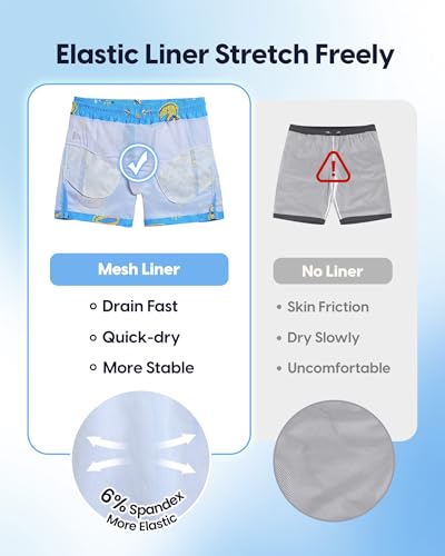 Image of maamgic Mens Swim Trunks 5 Inch with Mesh Lining, Quick Dry Mens Bathing Suit, Swim Shorts for Swimming and Beach