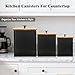 Kitchen Canisters Set of 3, Metal Flour Sugar Storage Containers with Airtight Lids-Canisters Sets for Kitchen with Customizable Chalkboard Labels & Marker Pen-Spice, Coffee Storage Jars(Black)