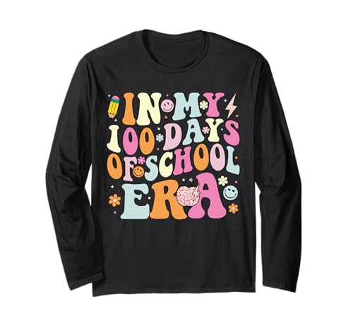 Groovy In My 100 Days Of School Era Cute 100th Day of School Long Sleeve T-Shirt