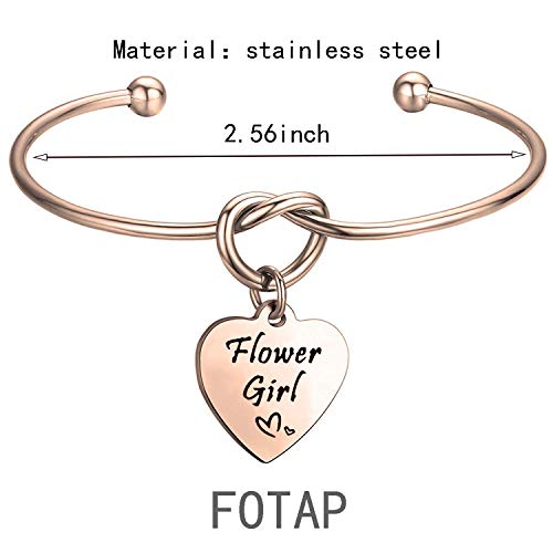 FOTAP Wedding Gift Flower Girl Bangle Love Knot Bracelet Flower Girl Jewelry Gift for Bridesmaid, Mother of The Bride2