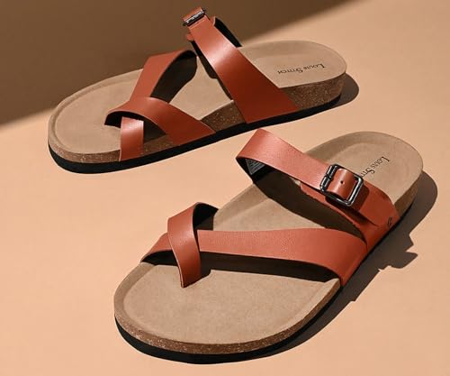 Image of LOUIS STITCH Comfortable Open Toe Cork Sandals | Lightweight Casual Sliders with Toering and Easy Slip-on Slippers | Back Open Sandals | LSOF-10