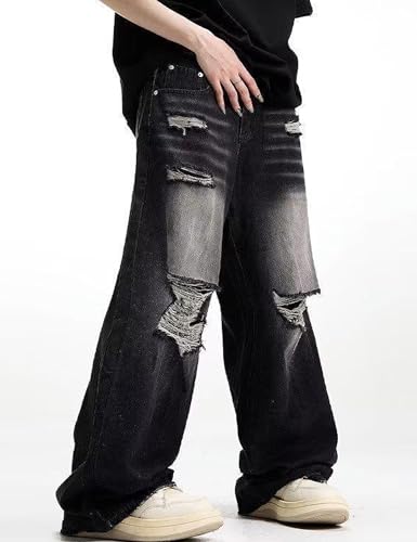 Men Baggy Ripped Jeans Y2k Hip Hop Distressed Jeans Oversized Boyfriend Jeans Wide Leg Denim Pants Y2K Streetwear4