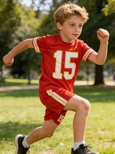 Image of 4 Pcs Boys Clothes Athletic Outfits Set Shorts and Performance T-Shirt Crew Neck Summer Kids Outfit Size 4-12Y
