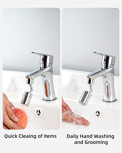 Hibbent Faucet Aerator, 720° Swivel Big Angle Spray Aerator, Solid Brass Dual Function Kitchen Sink Faucet Aerator, Bathroom Faucet Mounted For Face Washing, Gargle And Eye Flush, Chrome #TOP2