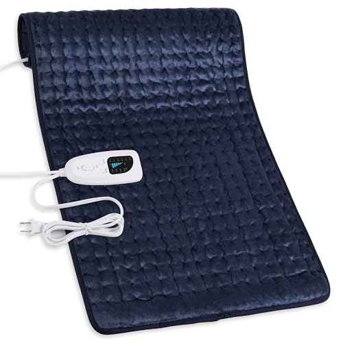 Deepsoon Heating Pad,Electric Heating Pads for Back,Neck,Moist Heating Pad for Abdomen Shoulder Knee Legs,Dry/Moist Heat&Auto Shut Off,Mother's Day Birthday for Men and Women,Navy Blue,33x17 Inch