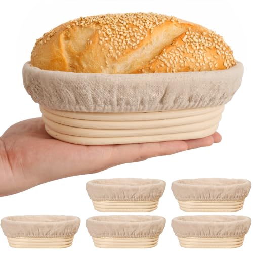 Kikcoin 6 Pack Banneton Bread Proofing Basket, 5 Inch Mini Banneton Basket - image 1