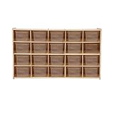Contender Cubby Storage Shelf With 20 Cubby Translucent Trays, Kids Toy Storage, Stationary Organizer, Hard Wood Cabinets For Classrooms, Offices & Homes
