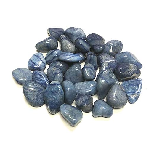 Zentron Crystal Collection Tumbled Blue Quartz Stones - Large 1" Pieces in Velvet Bag (1/2 Pound)