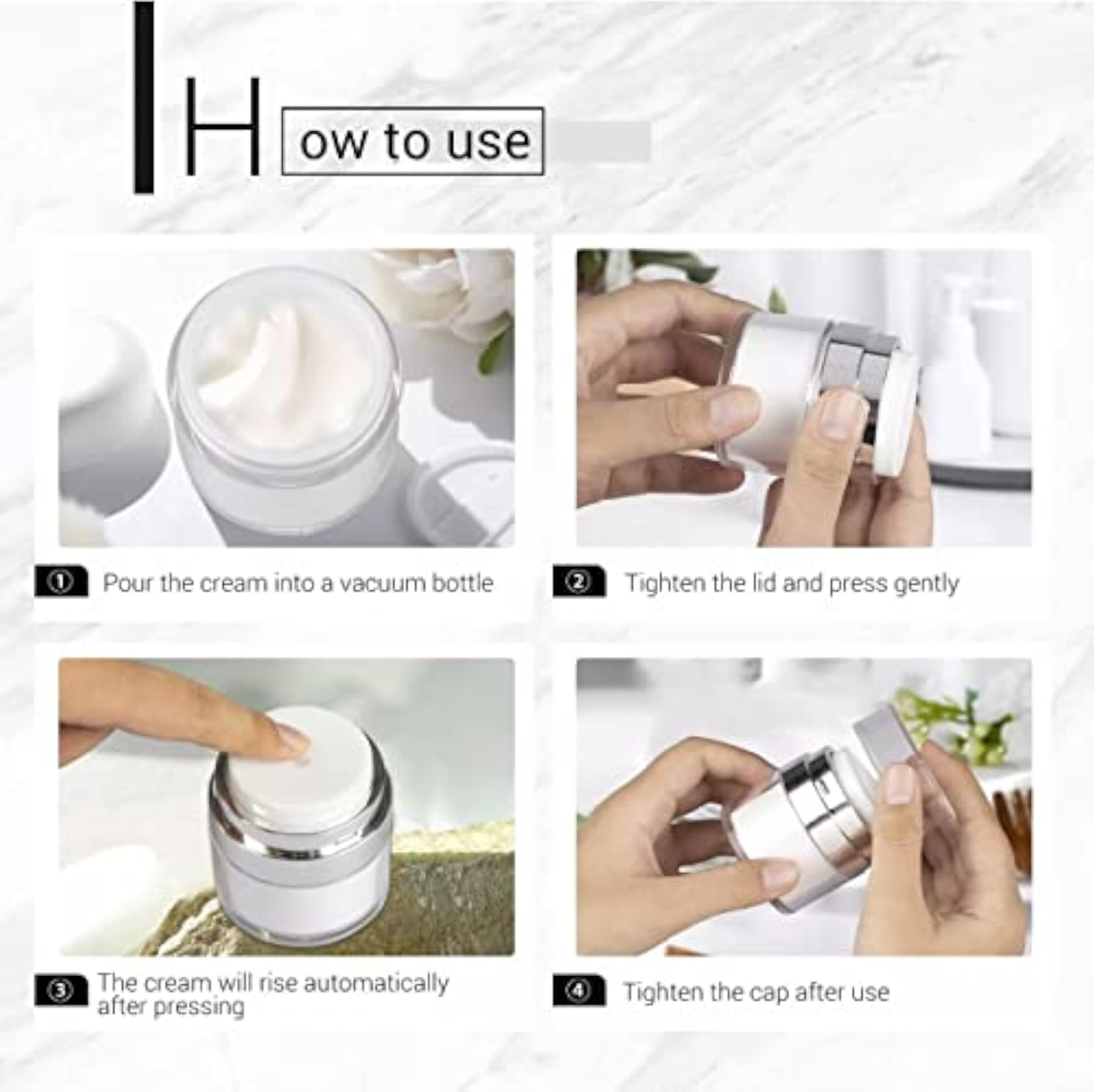 Airless Pump Cosmetic Containers for Creams & Moisturizers