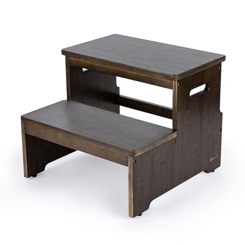 StrongTek Bed Step Stool for High Beds, Large Bamboo 2-Step Stool for Adults & Seniors, 400 lbs Heavy-Duty, Non-Slip Steps, Stable & Durable Wood Step for Bedroom or Bathroom