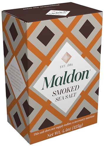 Maldon - Smoked Sea Salt Flakes, 4.4 oz (125 g) - Unique Pyramid Shaped Salt Flakes - Gently Smoked Over Oak - Perfect for a Wide Range of Dishes, Hand-Harvested for Four Generations