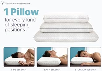 Cooling Gel Memory Foam Pillow - 1-Pack - Standard Size Bed Pillows For Sleeping - Medium-Firm - Back, Stomach and Side Sleeper Pillow - Shoulder & Back Pain Relief - Washable , Bamboo Viscose Cover