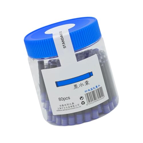 80Pcs 2.6mm Fountain Pen Refill Cartridges Standard Suit for School Office Work Leak Proof Design Easy Install Fountain Pen Inks