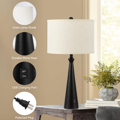 Set de 2 Lámparas de Mesa para Dormitorio Modernas Negras miniatura 4