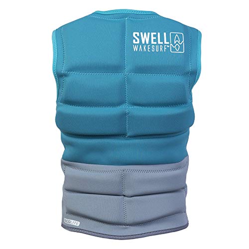 Womens Neoprene Wakesurf Comp Vest - Designed Exclusively for Wake Surfing, but Great for All Other Watersports Activities! (Aqua, Small) - Thumbnail 4