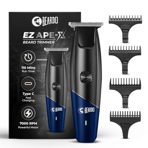 BEARDO EZ Ape-X Beard Trimmer for Men | Trimmer for Gen Z | 110 Mins Runtime | 7000 RPM Powerful Motor | Multiple Length Settings | Durable Trimmer BE