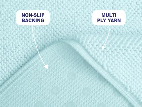Image of American Soft Linen Bath Rug, 20 in 34 in 100% Cotton Bath Mats Rugs for Bathroom, Slip Reducer Washable Shaggy Form Area Rugs, Electric Blue Bath Rug