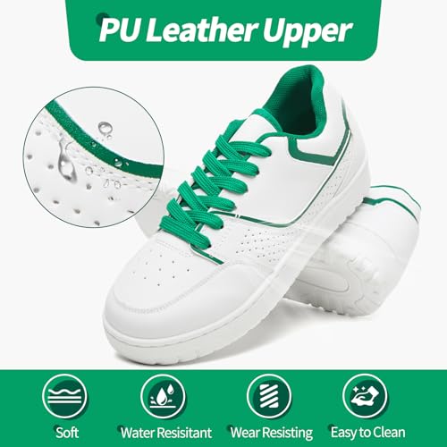 Eydram Womens Sneakers White Leather Tennis Shoes with Memory Foam Insole Low Top Platform Shoes for Women Lace Up Casual Sneakers2