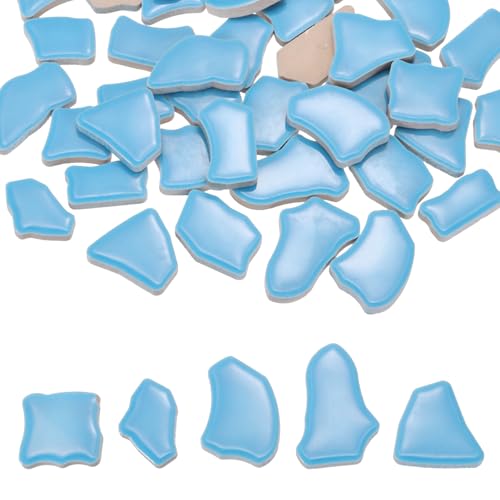 PATIKIL 500g/1.1LB Baldosas De Mosaico Cerámico Irregulares, 0.79-1.57 Fragmentos De Porcelana Rotos Teñidos De Mosaico Piedras A Granel Para Manualidades Decoración Del Hogar, Azul Lago