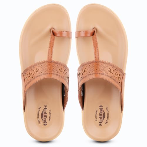 Image of Medifeet Women's Orthopedic Toe-Ring Sandals | Soft Cushioned Slip-On Comfort Slippers | Anti-Skid, Arch Support