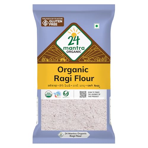 Image of 24 Mantra Organic Ragi Flour /Finger Millet /Nachni Flour - 500gms | Pack of 1 | Chemical Free & Pesticides Free | Naturally Gluten-free