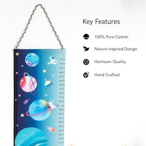 Image of ZOOKEEPER Height Chart for Kids (19 inch-72 inch) Premium Tim The Traveller Durable Cotton Wall Hanging Growth Measuring Ruler for Baby Room, Nursery and Playroom Cute Home Wall Decor and Perfect Gift for Boys and Girls