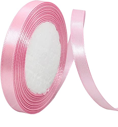 ZHIHUI Pink Satin Ribbon 10mm 22 Meters Solid Colors Fabric Ribbon Perfect for Wedding Decor Wreath Baby Shower Gift Package Wrapping Party Balloon & Hair Bows Decoration and Other Projects