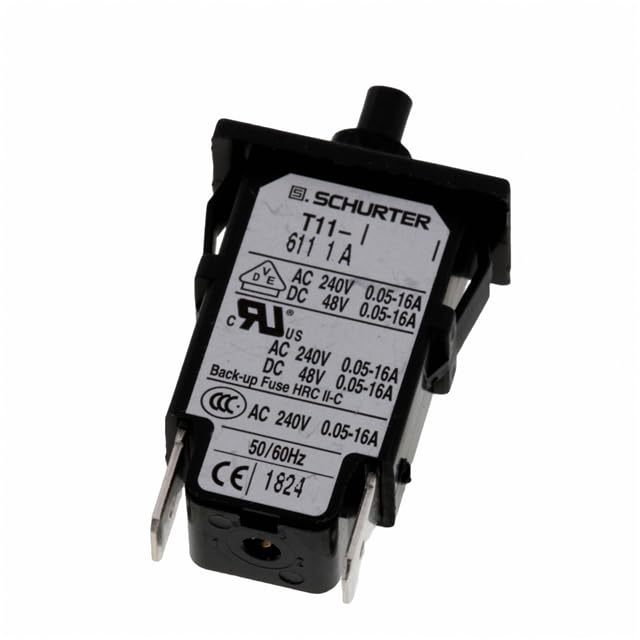 4400.0193, Circuit Breaker Thermal 1P 240VAC/48DC 2A PNL Mt-8mm Thread Push Reset QC Term.