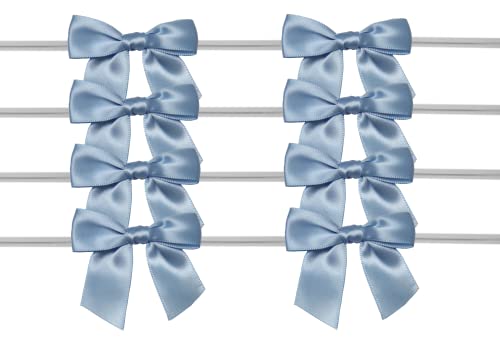 Rainbow Pana 120 Pack Twist Tie Bows For Treat Bags 2.5" Baby Blue Satin Ribbon Bows For Package Craft Gift Wrapping Decoration #TOP4
